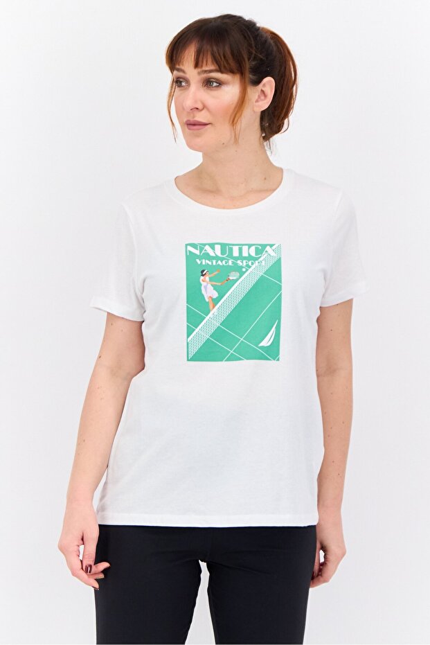 Women Sportswear Fit Short Sleeve Outdoor T-Shirt, White