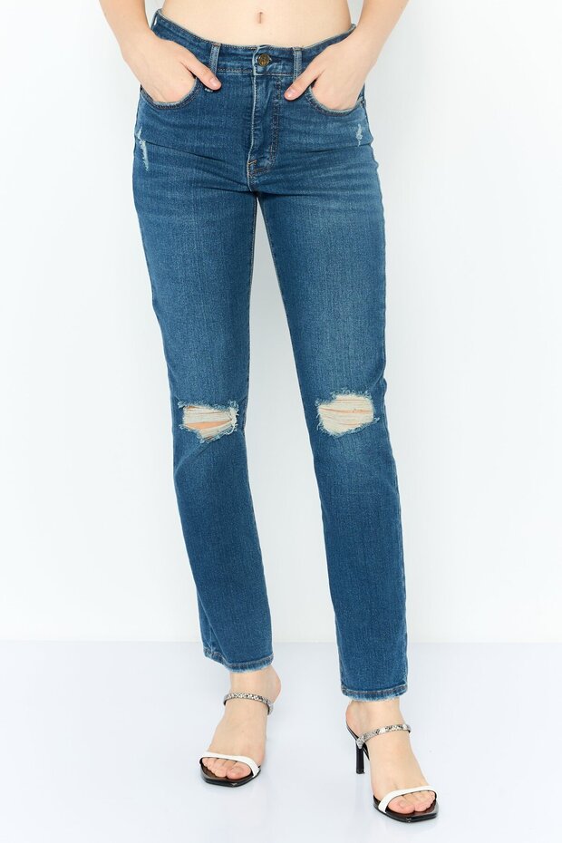 Women Regular Fit Washed Denim Jeans, Blue