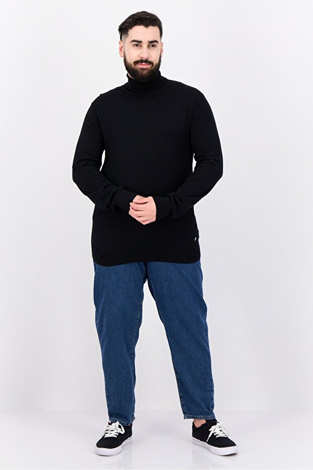 سترة رجالية سادة برقبة مدورة، أسود - 4