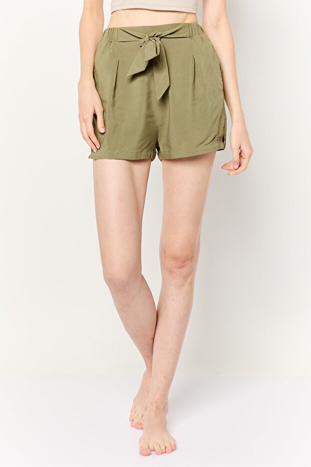 شورت نسائي سادة سهل الارتداء، زيتوني - 1