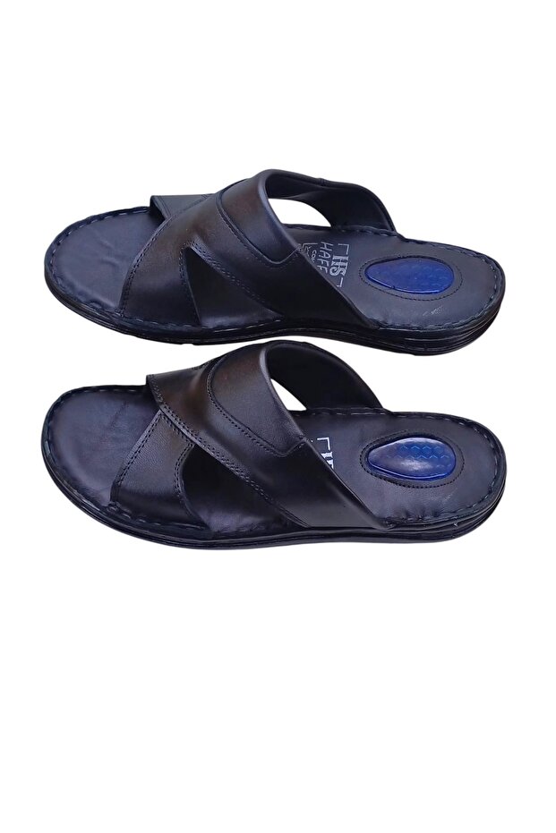 Men's Genuine Leather Slippers Orthopedic Soft Memory Foam Pouf Summer Slippers