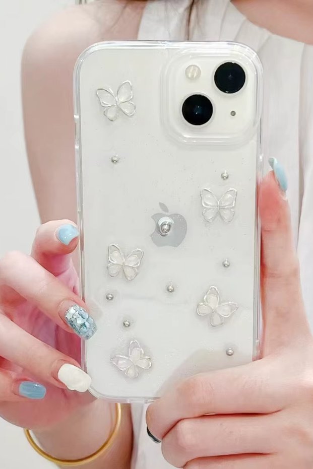 Apple iPhone 13-14 Compatible Case Flower Butterfly Shockproof Soft Silicone Cover