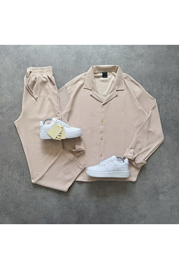 2-Piece Combination Shirt and Trousers Alas Wrinkled Fabric