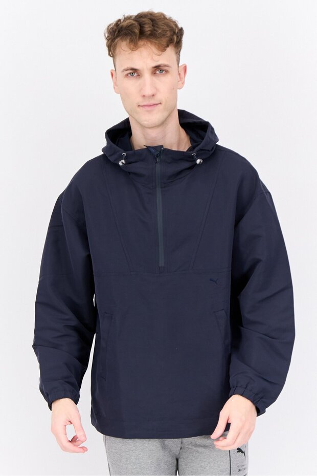 Men Sportswear Fit Half Zip Outdoor Jacket, Persian Night