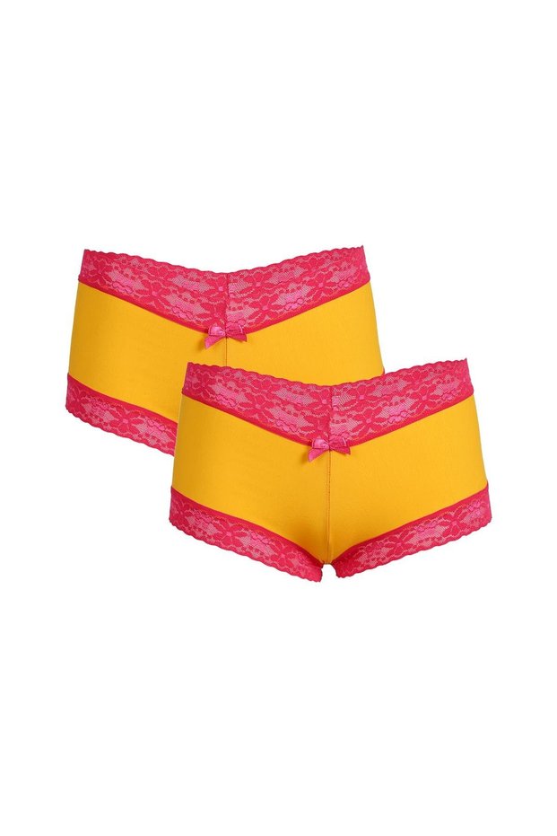 Fashion Line Women's Cotton 2-Piece Boxer Yellow 40265
