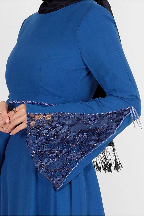 KOLU DANTEL DETAYLI ELBİSE 40521 - 4