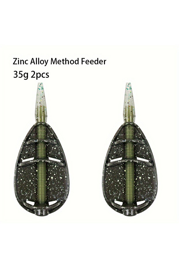 35g 2pcs Method Feeder Accessories, Carp Fishing Feeder Tackle Set, Inline Zinc Alloy Feeder