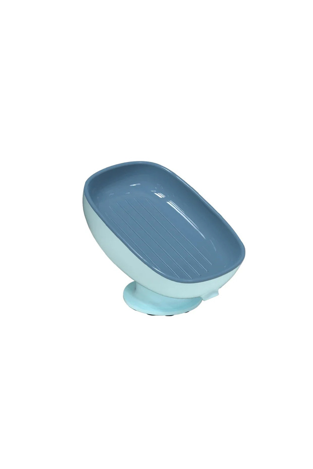 BLUE 1Pcs Bathroom Soap Dishes Holder Self Draining Soap Box with Super Suction Portable Soap Contai