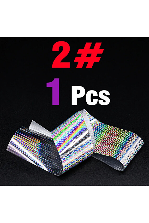 Color 2 4X50CM Holographic Fish Scale Transfer Foil Nail Art DIY Laser Silver Decals Hot Stamping Fo