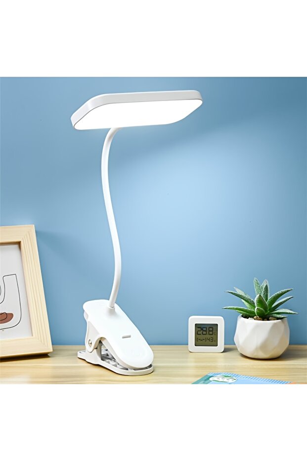 WHITE Clamp LED rechargeable table lamp Convenient Desk Lamp usb charging - 3