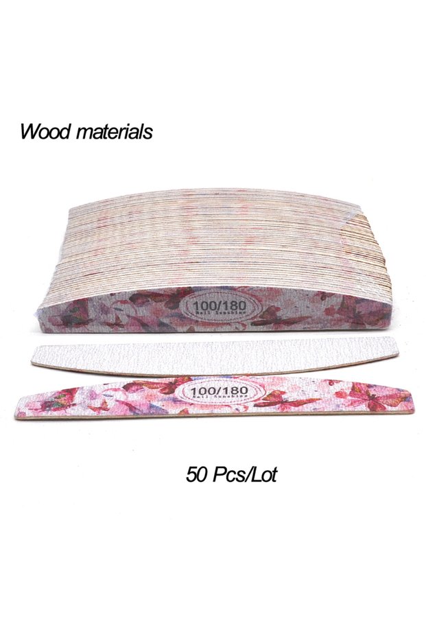 100-180 Grit 50Pcs Flower Design Wood Nail Files 100 150 180 240 Grit Washable Professional Sandpape