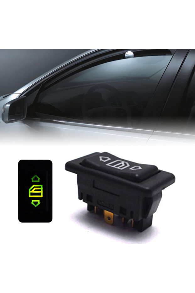 Universal Cars Power Switch Button With Green Light 6-Pin 12/24V 10A ON/OFF Window Glass Lifter S...