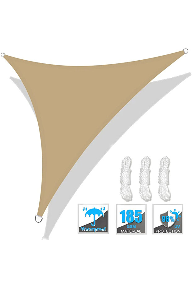 500x500x500CM Sand Triangle Sun Shade Sail Canopy Waterproof UV Block Sunshade Shelter for Outdoor P