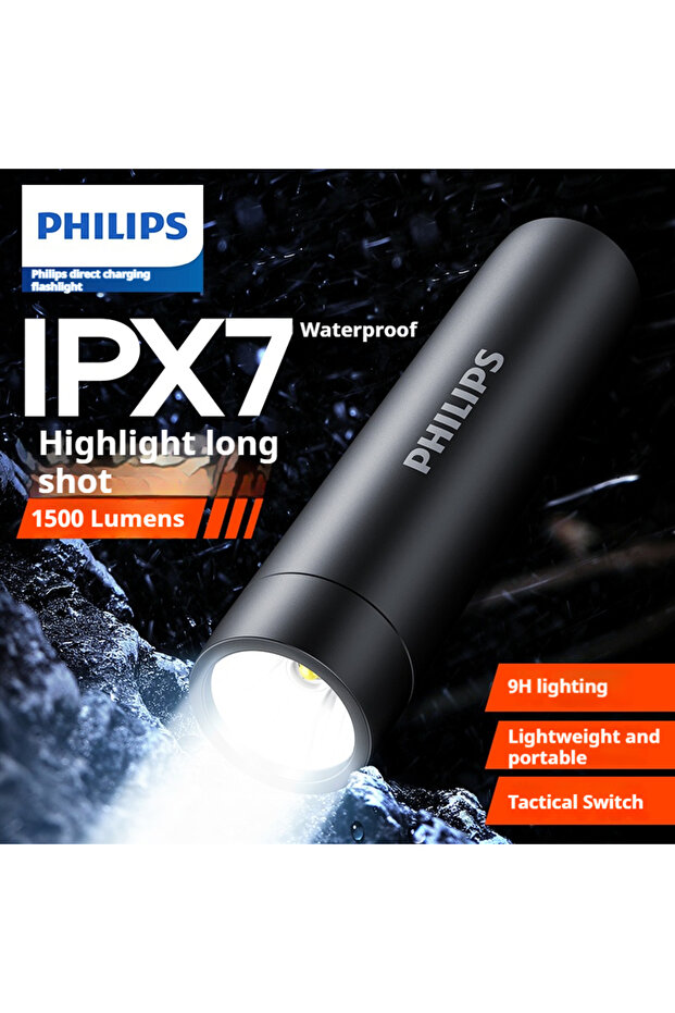 مصباح يدوي صغير Philips SFL2202 قابل لإعادة الشحن، طويل المدى، بطارية 3000mAh