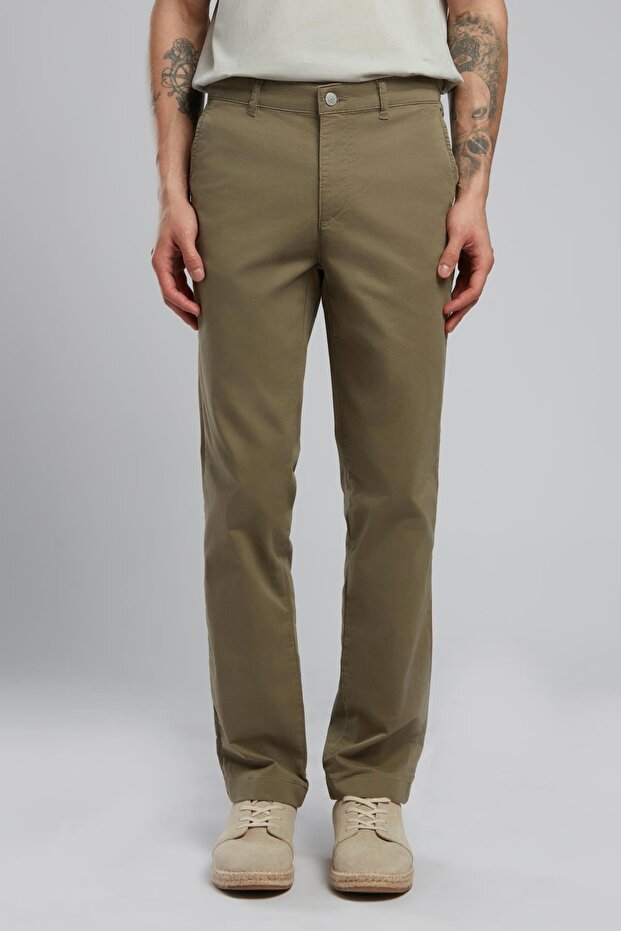 New Normal Slim Fit Straight Leg Khaki Men's Trousers