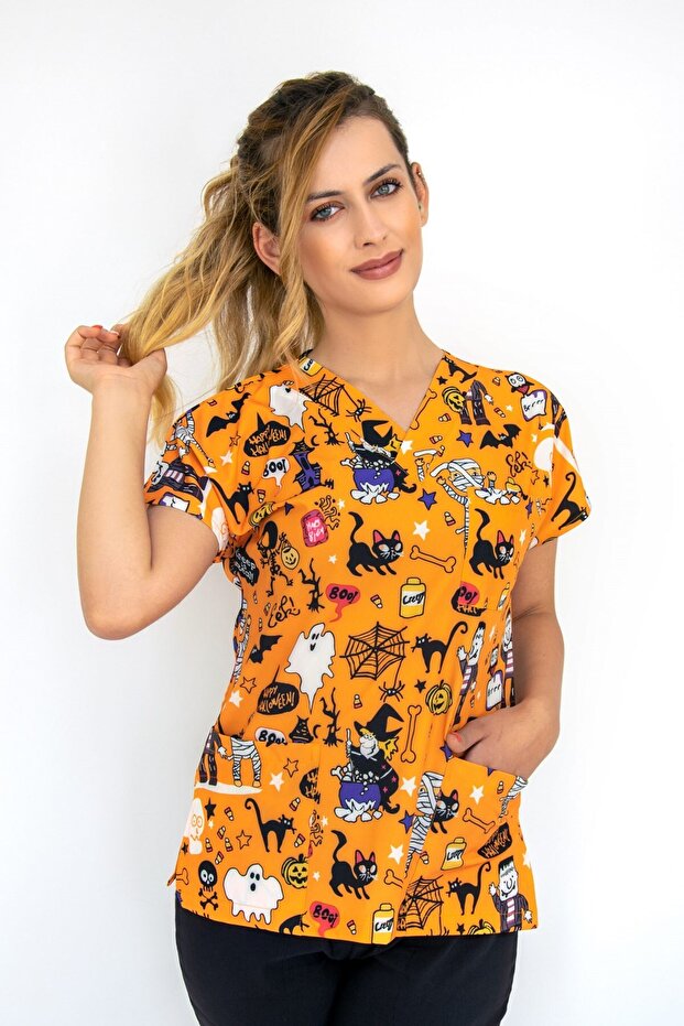 Unisex Orange Halloween Themed Lycra Top Jersey