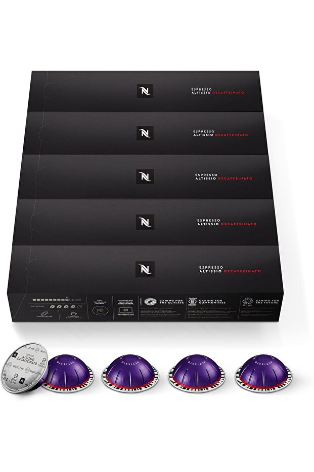 Capsules VertuoLine, Altissio Decaffeinato, Dark Roast Espresso, 50 Count Espresso Coffee