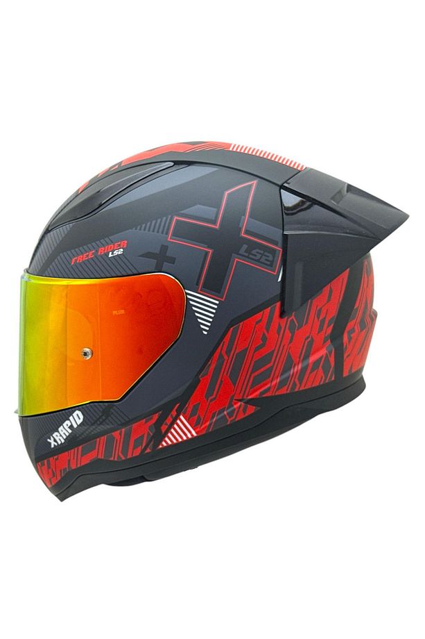 RAPID 2 XTREET MAT SİYAH-KIRMIZI KASK FULL SET - 1