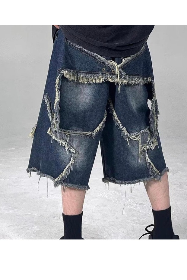 BAGGY YILDIZ PATCH JEAN ŞORT - 2