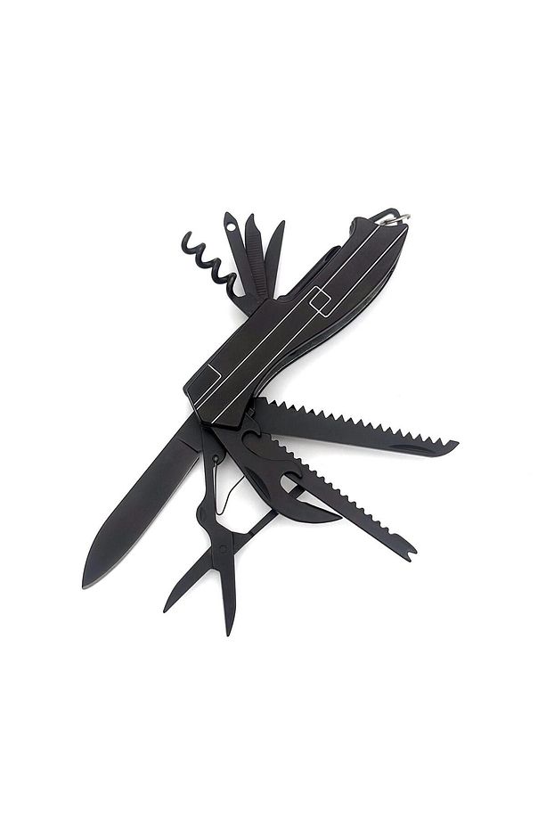 11 Fonksiyonlu Kamp Cep Çakısı Multitool Siyah - 1