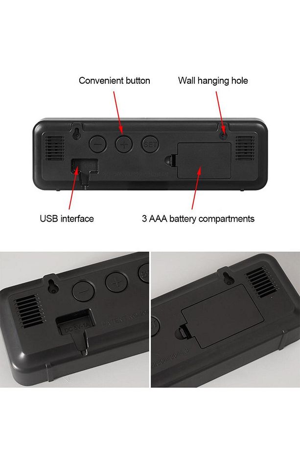Nem Ölçer Dereceli Led Duvar Ve Masa Alarm Saati Lacivert - 6