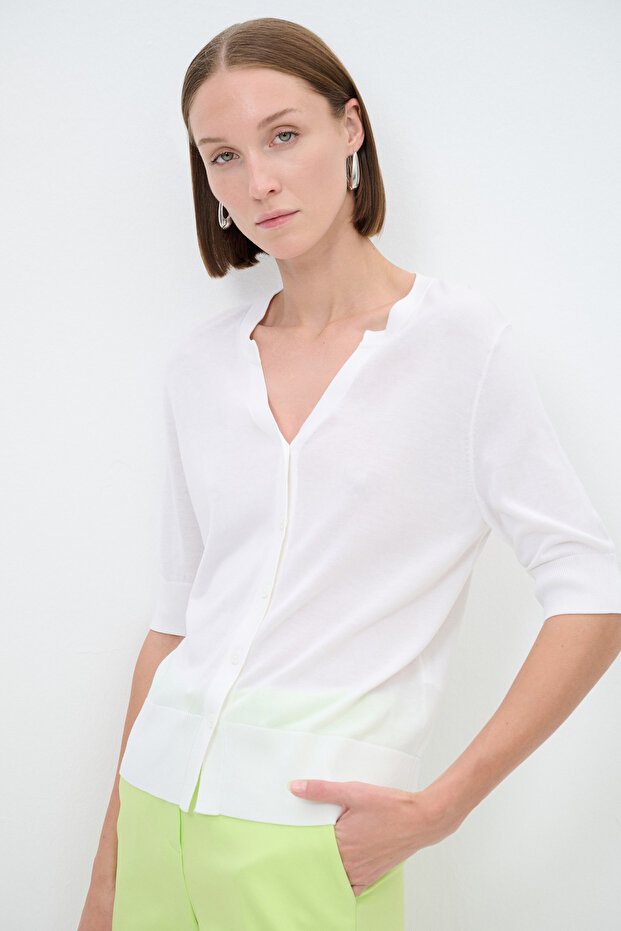 V Yaka Triko Hırka - 4