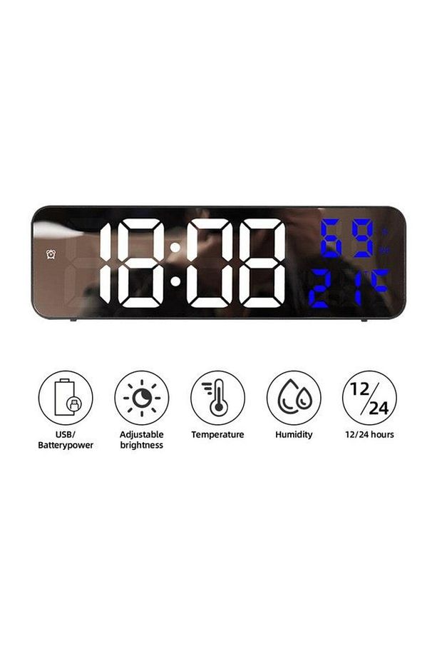 Nem Ölçer Dereceli Led Duvar Ve Masa Alarm Saati Lacivert - 4