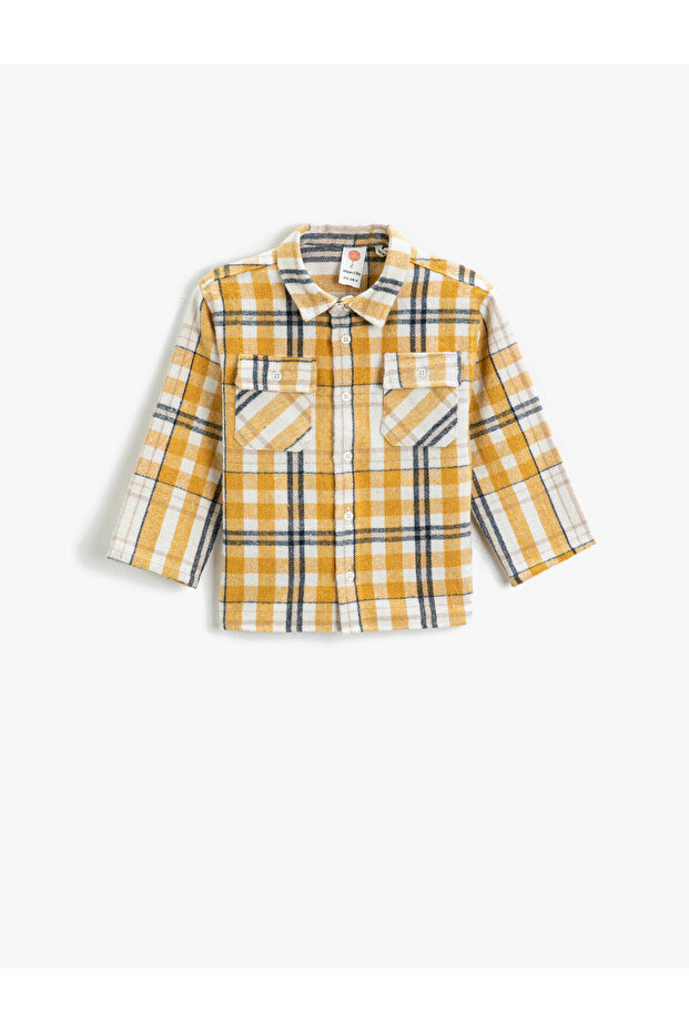 Plaid Long Sleeve Shirt with Pocket Detail