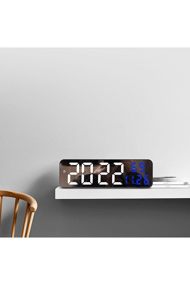 Nem Ölçer Dereceli Led Duvar Ve Masa Alarm Saati Lacivert - 7