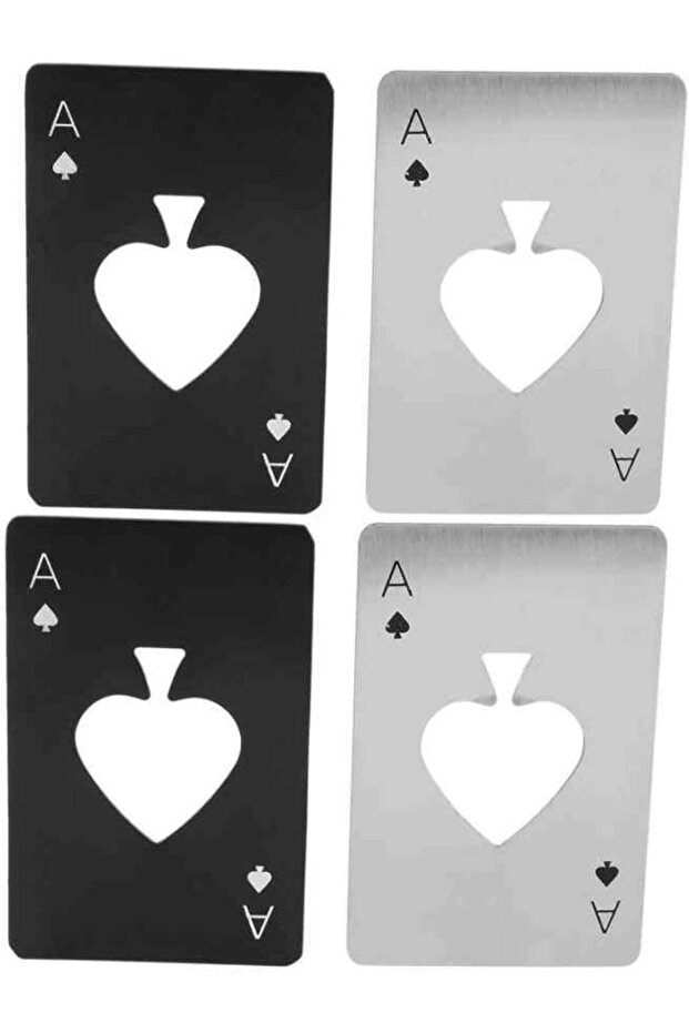 4Pcs Poker Card Stainless Steel Bottle Opener