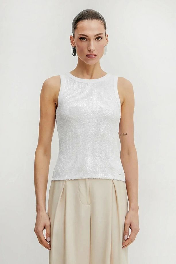 ALEXIA SEQUINS TANK TOP Kadın Beyaz Atlet W5GP06KCS10-G011 - 1