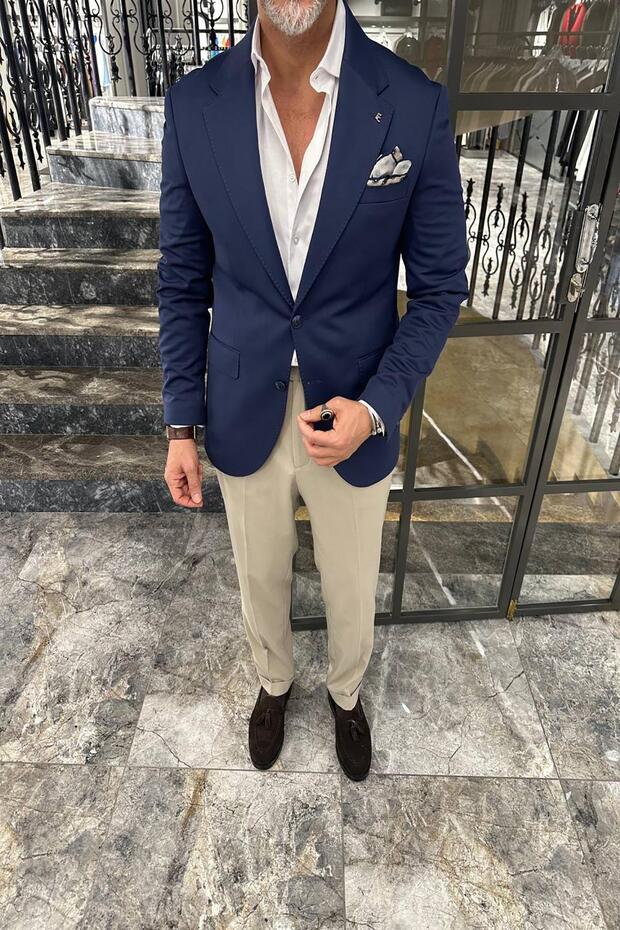 GENİŞ MONO YAKA CEKET - 1