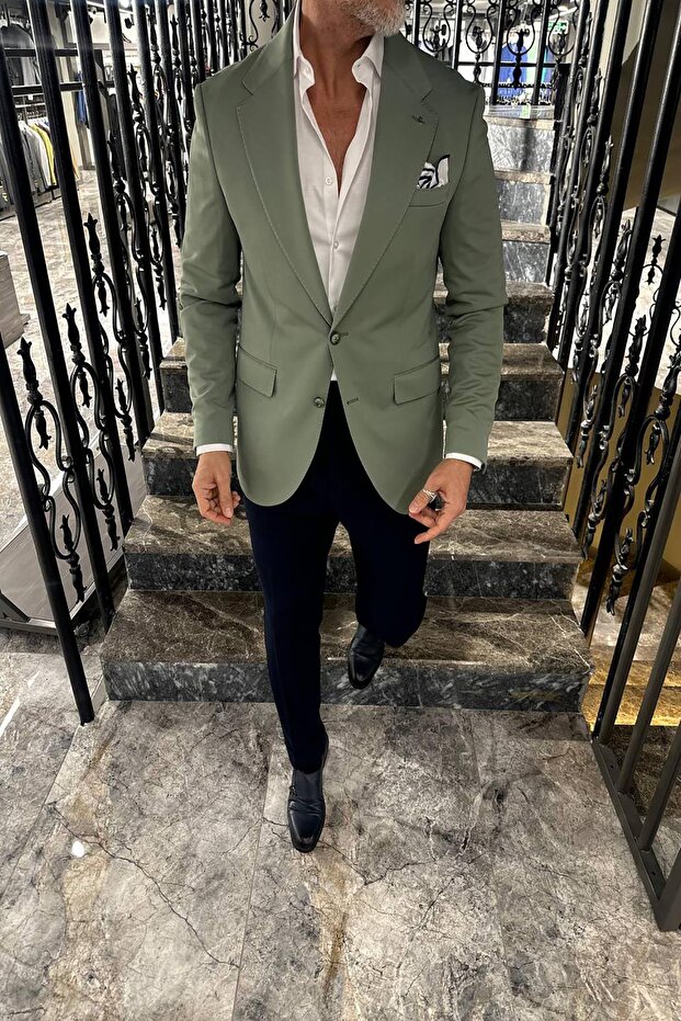 GENİŞ MONO YAKA CEKET - 3