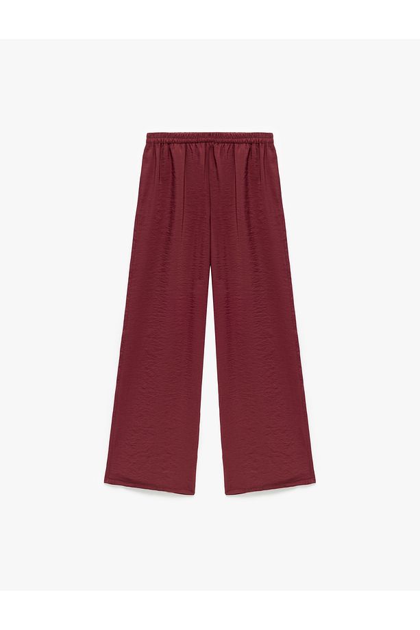 Modal Kumaş Normal Bel Cepli Düz Bol Paça Pantolon - 4