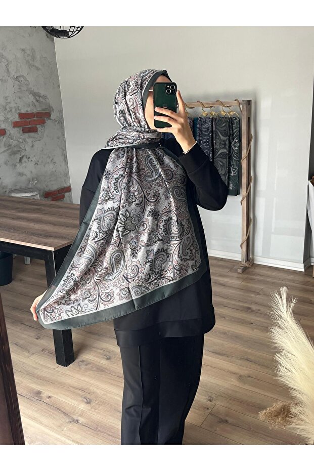 نمط العرقية شال أخضر كاكي ناعم