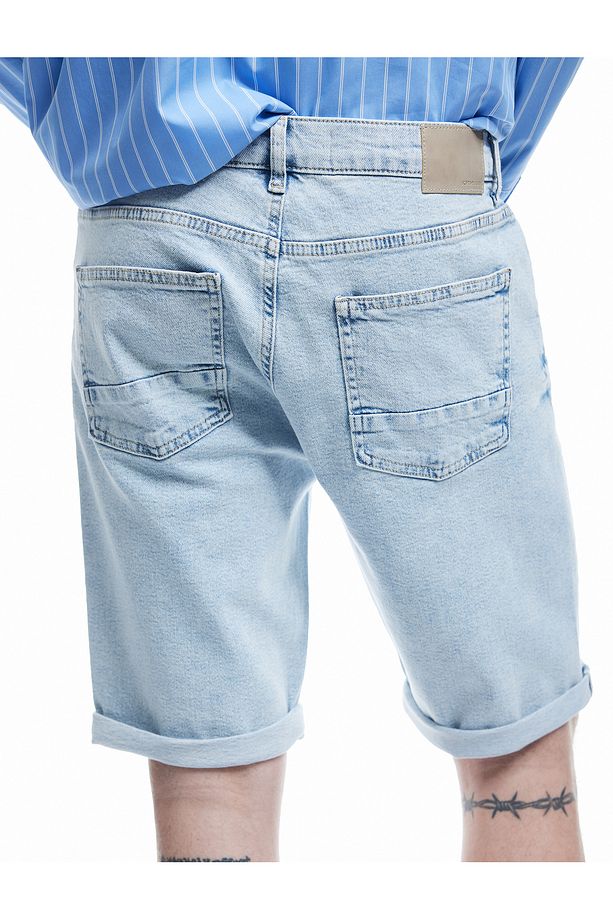Pamuklu Bermuda Slim Fit Jean Şort - 3