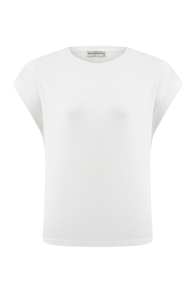 Women's White Crew Neck Low Sleeve T-Shirt