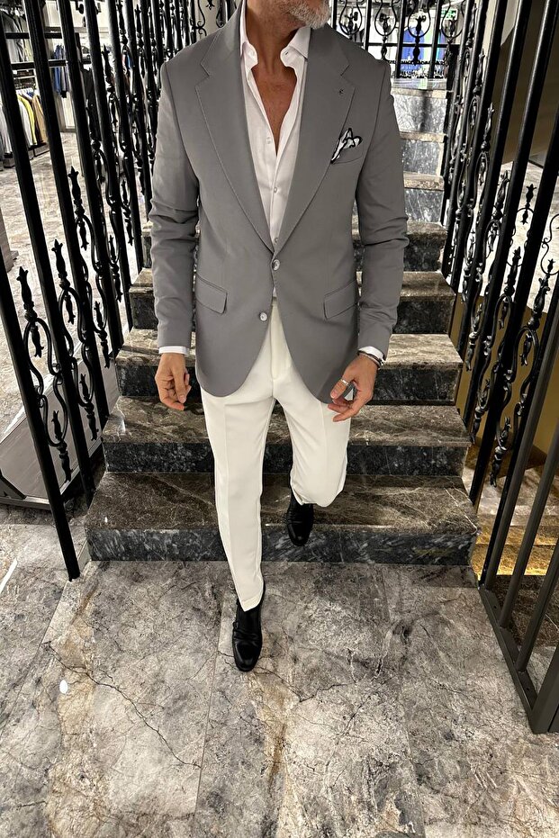 GENİŞ MONO YAKA CEKET - 4