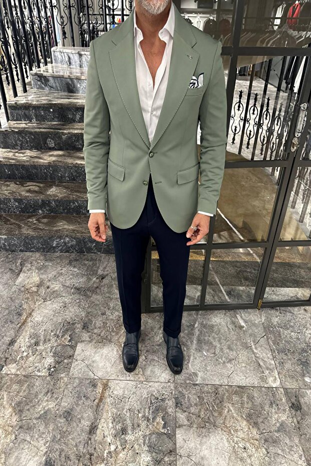 GENİŞ MONO YAKA CEKET - 5