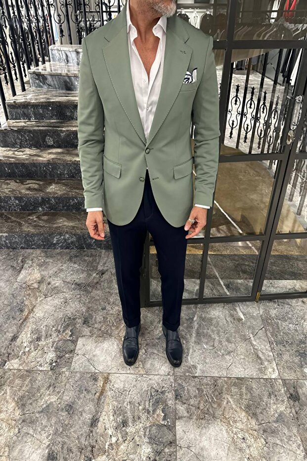 GENİŞ MONO YAKA CEKET - 1