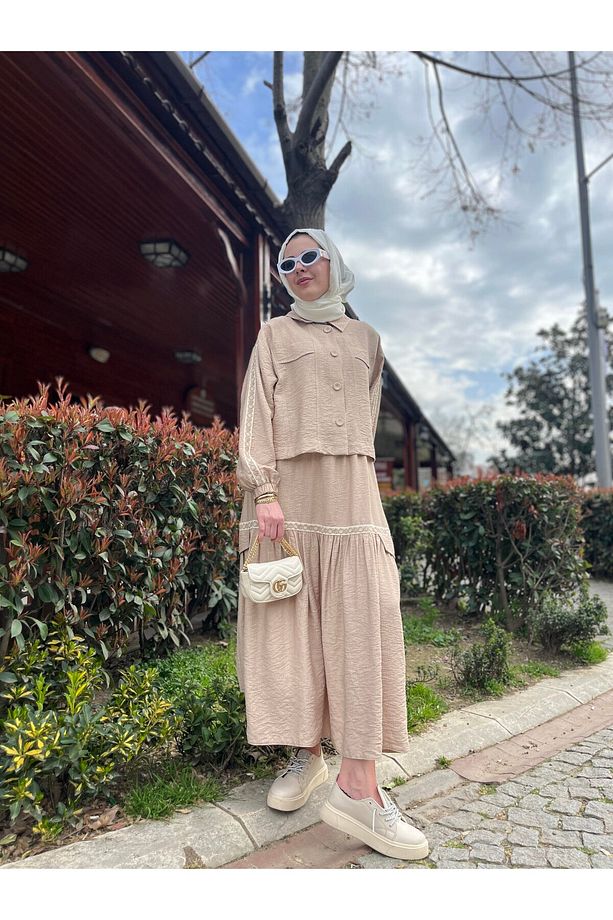 ŞERİT DETAYLI KETEN TAKIM - 2