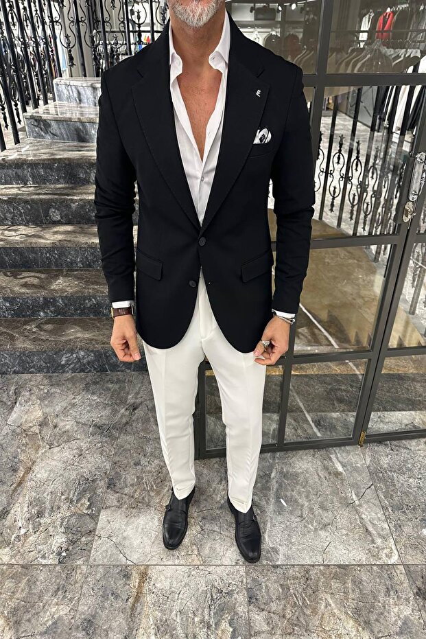 GENİŞ MONO YAKA CEKET - 1