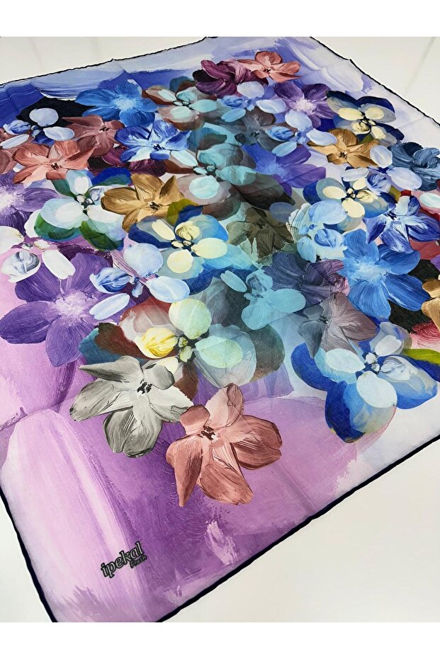 Fresh Soft Cotton Scarf - 05078 90 X 90 06 Navy Blue Pink