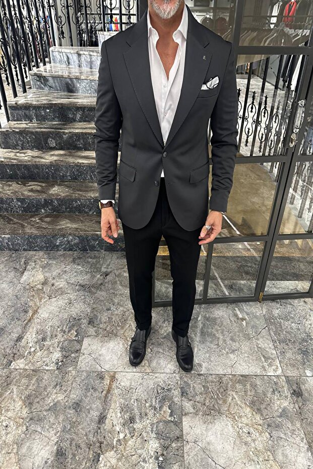 GENİŞ MONO YAKA CEKET - 1