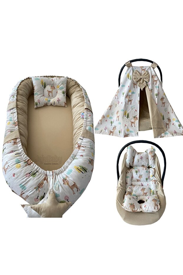 Sevimli Ceylan Tasarım Babynest ve Puset Örtüsü 5'li Set - 1