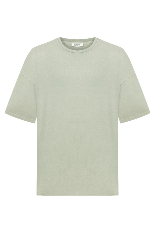 Men's Green Cotton Oversize Crew Neck T-Shirt