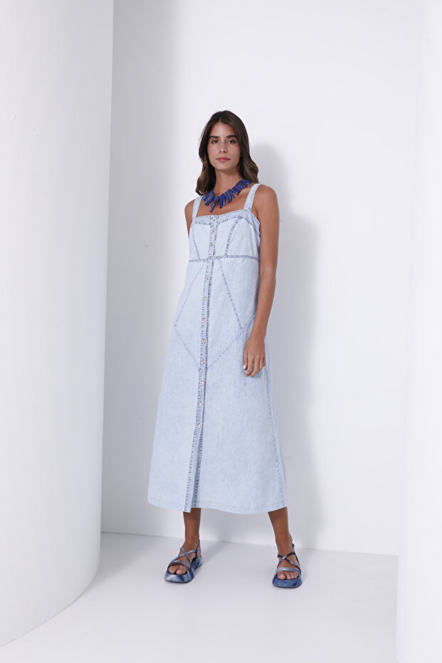 24YE704 Askılı Elbise - 1