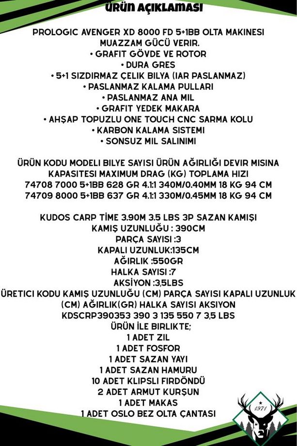 Avenger 8000XD Kudos Carp Time 3.90m 3.5 LBS Sazan Olta Seti - 2