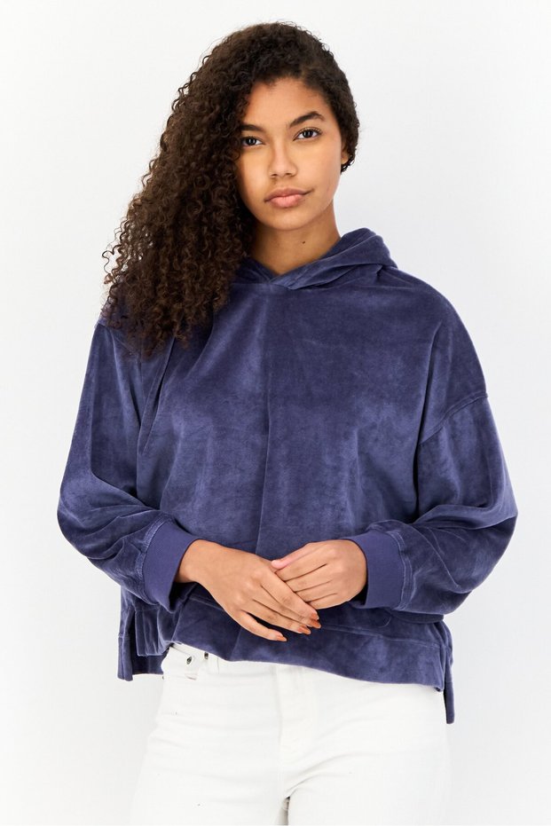 Women Petite Fleece Hoodie, Blue