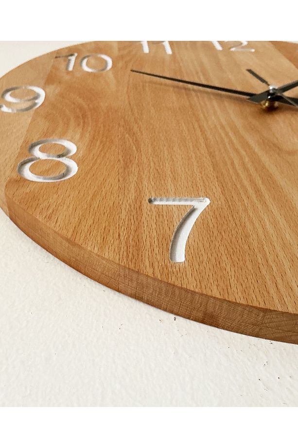 Ahşap Minimalist Duvar Saati, Sessiz Duvar Saati, Duvar Dekorasyonu, Bohem Hediyelik - 1